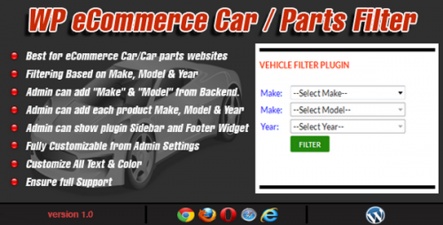 13. WP e-Commerce Car/Parts Filter Plugin: